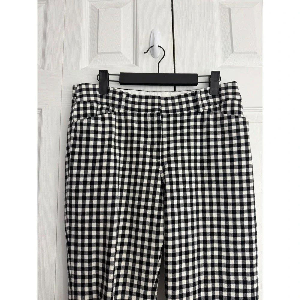 Talbots Chatham Ankle Pant Women's 8 Black White Gingham Pull-On Classic Hipster - Picture 2 of 9